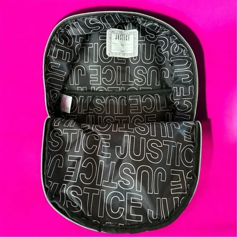 Justice Girls Large Pink Blue Sequin Backpack Multicolor Front Zipper Pocket